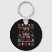 Wife Husband First Christmas Just Married Christma Sleutelhanger (Voorkant)
