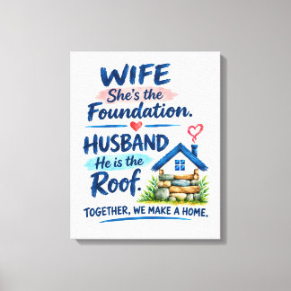 Wife Husband Stichting en Dak Koppel Liefde Thuis Canvas Afdruk