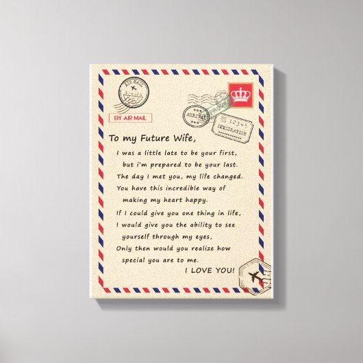 Wife Lovers | Aan mijn toekomstige vrouw, ik hou v Canvas Afdruk (Voorkant)