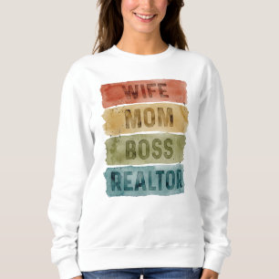 Wife Moeder Baas Makelaar Watercolor Typografie Trui