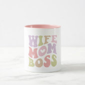 Wife Moeder Baas Retro Script Groovy Moederdag Mok (Midden)