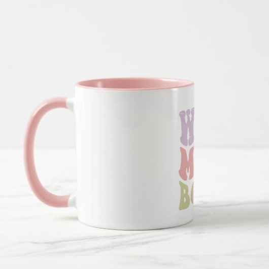 Wife Moeder Baas Retro Script Groovy Moederdag Mok (Links)
