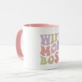 Wife Moeder Baas Retro Script Groovy Moederdag Mok (Voorkant links)