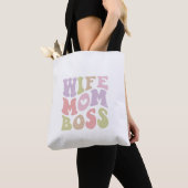 Wife Moeder Baas Retro Script Groovy Moederdag Tote Bag (Dichtbij)