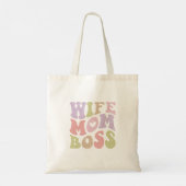 Wife Moeder Baas Retro Script Groovy Moederdag Tote Bag (Achterkant)