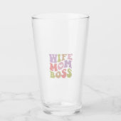 Wife Moeder Baas Retro Script Moederdag  Glas (Voorkant)