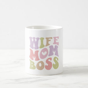 Wife Moeder Baas Retro Script Moederdag Koffiemok