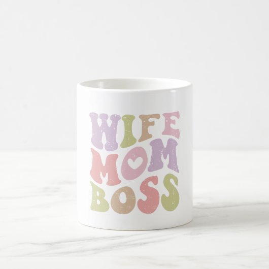 Wife Moeder Baas Retro Script Moederdag Koffiemok (Center)