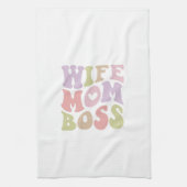 Wife Moeder Baas Retro Script Moederdag Theedoek (Verticaal)