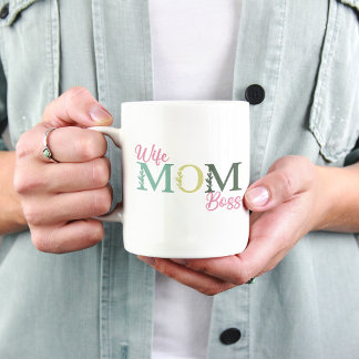 Wife Moeder Baas Schattige Bloem Typografie Moeder Koffiemok
