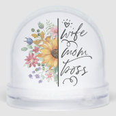 Wife Mom Boss Badass Funny Sunflower  Mother's Day Sneeuwbol (Achterkant)