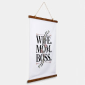 Wife. Mom. Boss. Hangend Wandkleed (Gebogen)
