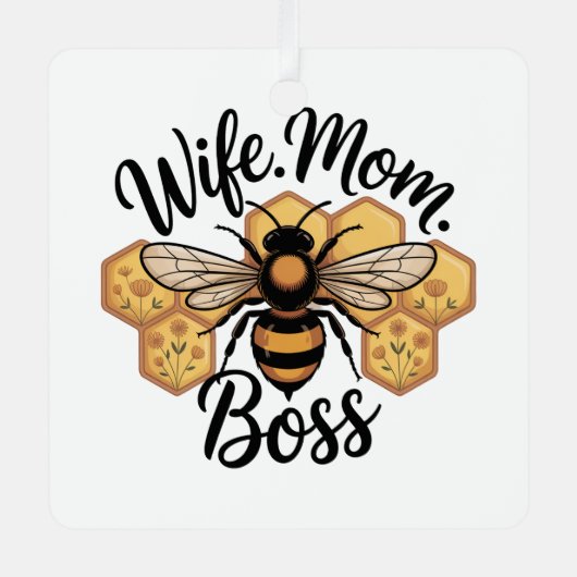 Wife. Mom. Boss Metalen Ornament (Voorkant)