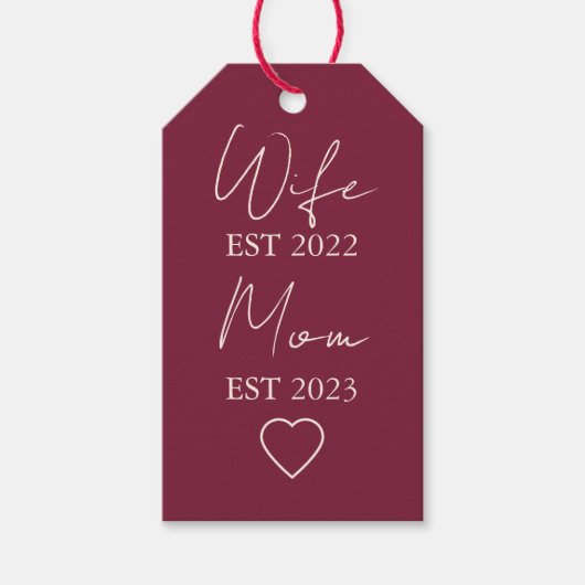 Wife & Mom Est. – Minimalist Valentine Gift Cadeaulabel (Voorkant)