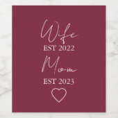 Wife & Mom Est. – Minimalist Valentine Gift Wijn Etiket (Enkel label)