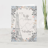 Wife Romantic Valentines Day Eiffel Tower Kaart (Voorkant)
