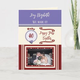 Wife ruby 40ste verjaardag paarse foto kaart