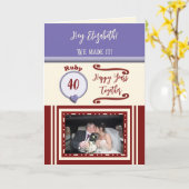 Wife ruby 40ste verjaardag paarse foto kaart (Gele Bloem)