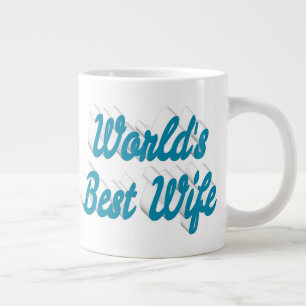 Wife sky blue halve text grote koffie-mok koffiekop