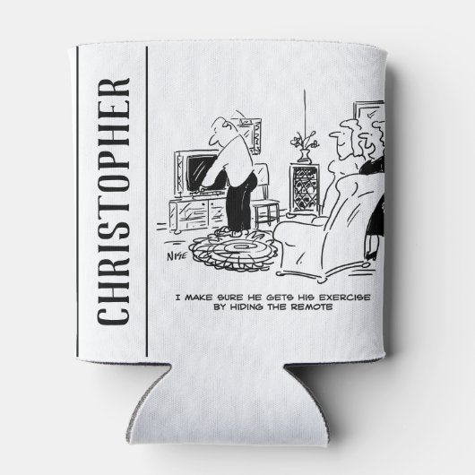 Wife verbergt de afstandsbediening van de tv blikjeskoeler (Achterkant)