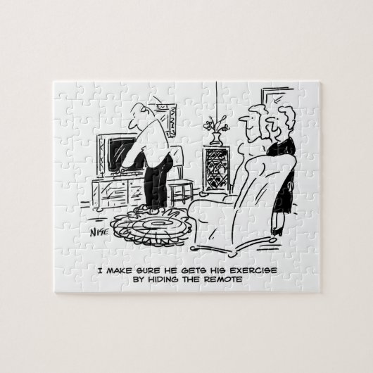 Wife verbergt de afstandsbediening van de tv legpuzzel (Horizontaal)