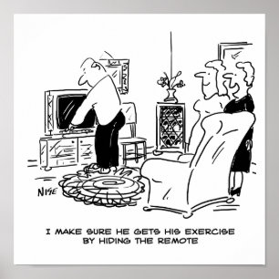 Wife verbergt de afstandsbediening van de tv poster