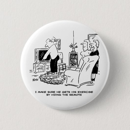 Wife verbergt de afstandsbediening van de tv ronde button 5,7 cm (Voorkant)