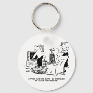 Wife verbergt de afstandsbediening van de tv sleutelhanger