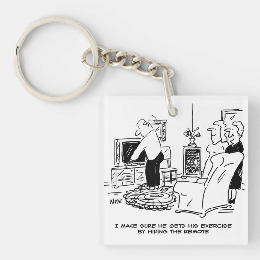 Wife verbergt de afstandsbediening van de tv sleutelhanger (voorkant)