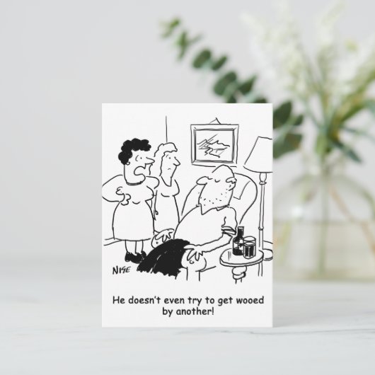Wife zegt dat Husband niet probeert om Wooed te kr Briefkaart (Staand voorkant)