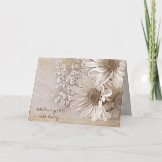 Wife's verjaardag madeliefje boeket kaart (Voorkant)