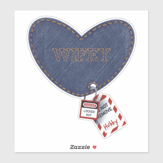 Wifey and Hubby Electrical Lockout Tagout Heart Sticker (Vel)