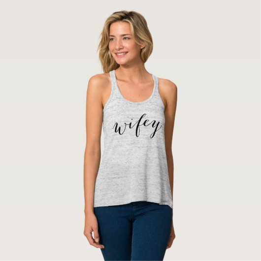 Wifey Black Modern Script Grey Womens Tanktop (Volledige Voorkant)