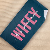 Wifey Blauw Roze Monogram Script Strandlaken