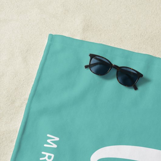 Wifey Blauwgroen en witte aangepaste bruid Strandlaken (In situ)