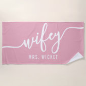 Wifey blush roze Strandlaken (Voorkant)