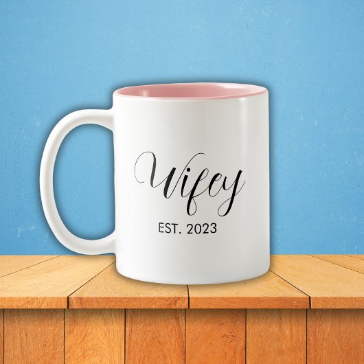 Wifey Elegant Zwart Script Wit Vrouwen Tweekleurige Koffiemok