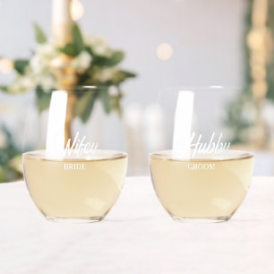 Wifey en Hubby gestileerd bruid en bruidegom glas