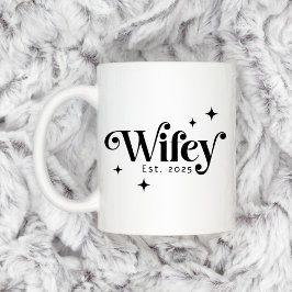 Wifey Est jaar elke kleur elegante retro lettertyp Koffiemok