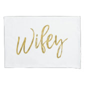 Wifey Faux Wit en Gouden Folie Kussen Hoesje Kussensloop (Voorkant)