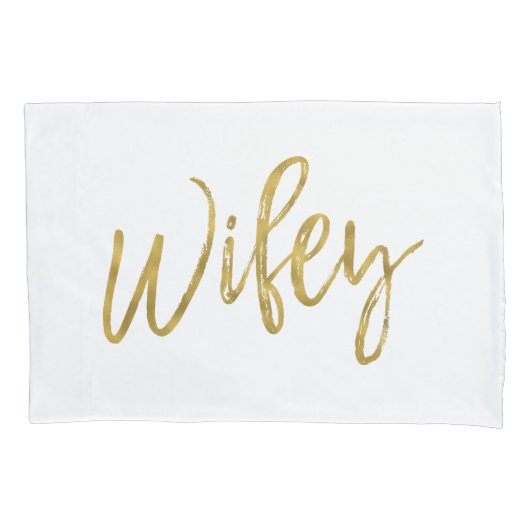 Wifey Faux Wit en Gouden Folie Kussen Hoesje Kussensloop (Voorkant)