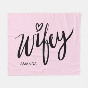 Wifey fleece deken cadeau met gepersonaliseerde na