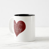 Wifey for Lifey Quote Red Glitter Heart Tweekleurige Koffiemok (Voorkant links)