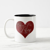 Wifey for Lifey Quote Red Glitter Heart Tweekleurige Koffiemok (Links)