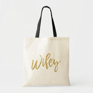 Wifey Gold Foil Birthday Canvas tas