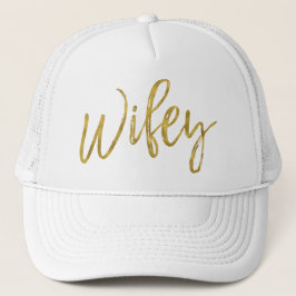 Wifey Gold Folie en Witte Trucker Hoed Pet