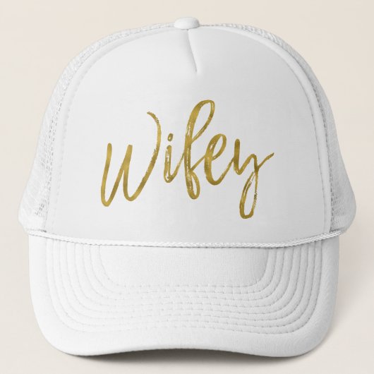 Wifey Gold Folie en Witte Trucker Hoed Trucker Pet (Voorkant)