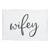 Wifey grafische zwart-wit typografie kussensloop (Achterkant)