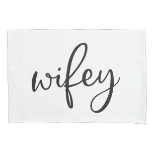 Wifey grafische zwart-wit typografie kussensloop