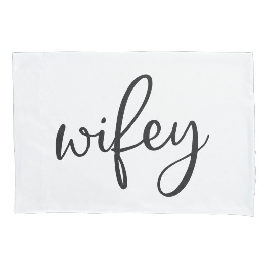 Wifey grafische zwart-wit typografie kussensloop (Voorkant)